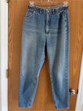 Vintage Lee Mom Jeans Women’s 12 High Rise Tapered Side Elastic USA 100% Cotton